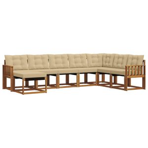 vidaXL Conjunto de Sof&aacute;s para Exterior 8 unid. Natural e Bege