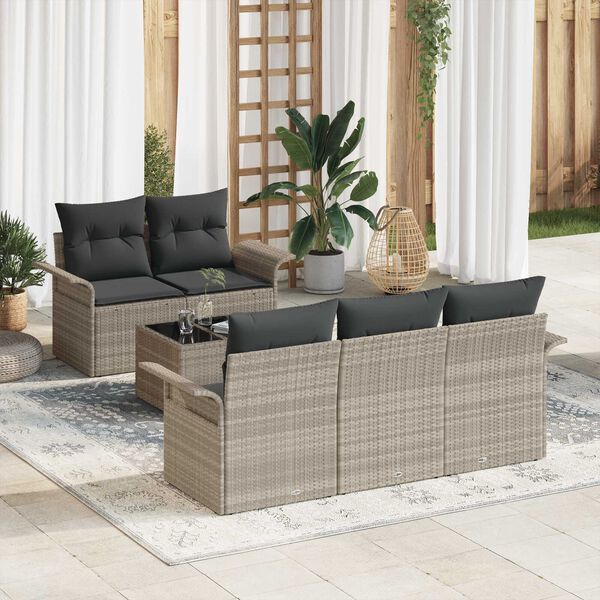 vidaXL Conjunto de Sof&aacute; de Jardim 6 pcs Cinza Claro e Cinza Escuro