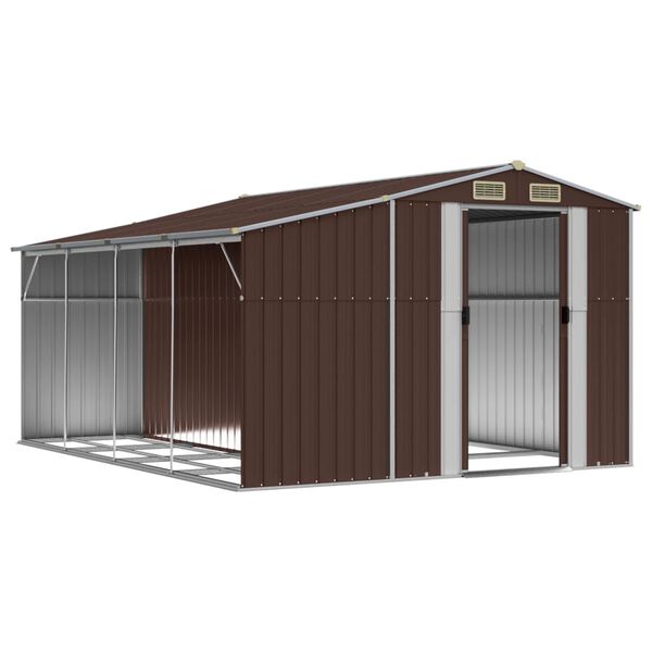 vidaXL Abrigo de jardim 277x365,5x179 cm a&ccedil;o galvanizado castanho