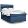 vidaXL Cama com molas/colch&atilde;o 140x190 cm tecido azul