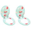 vidaXL Assentos sanita com tampas fecho suave 2pcs MDF design flamingo
