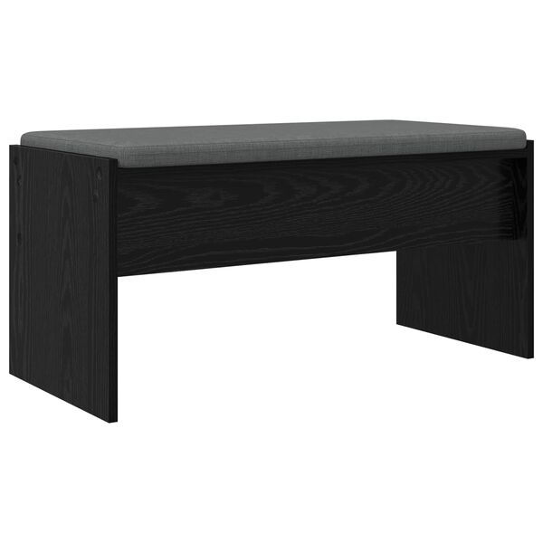 vidaXL Banco de Hall com almofada Carvalho Preto 83 x 38 x 40 cm