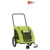 vidaXL Reboque de bicicleta p/ animais tecido oxford/ferro verde