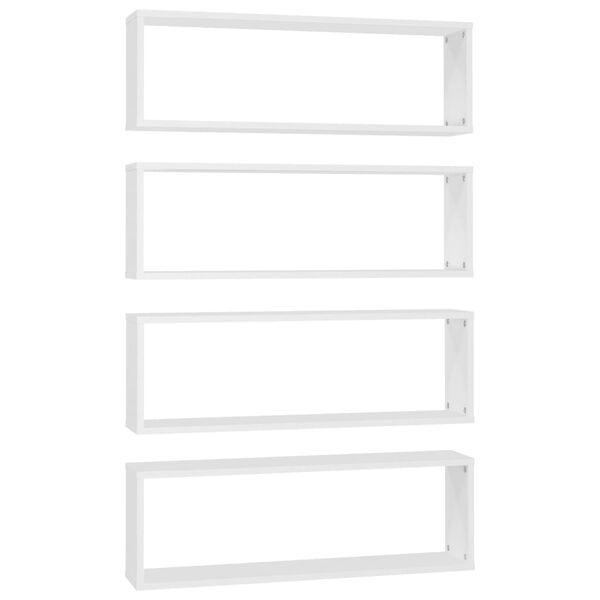 vidaXL Estantes parede c&uacute;bicas 4pcs deriv. madeira 80x15x26,5cm branco