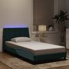 vidaXL Estrutura de cama com LED sem colch&atilde;o Hanko 100x200 cm veludo verde-escuro
