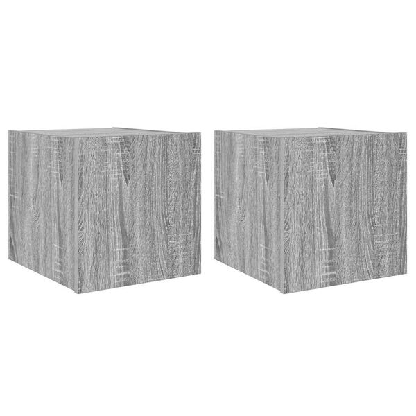 vidaXL M&oacute;veis de parede para TV com luzes LED 2 pcs cinzento sonoma
