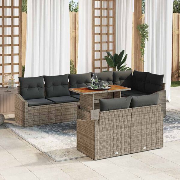vidaXL Conjunto de Sof&aacute; de Jardim 9 pcs Cinzeto Rattan Sint&eacute;tico