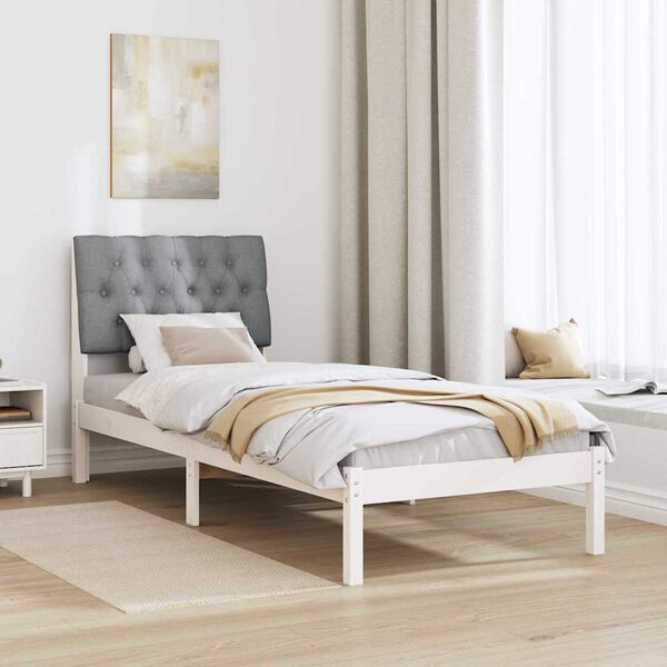 vidaXL Estrutura de Cama com Cabeceira Estofada Branco 75 x 190 cm