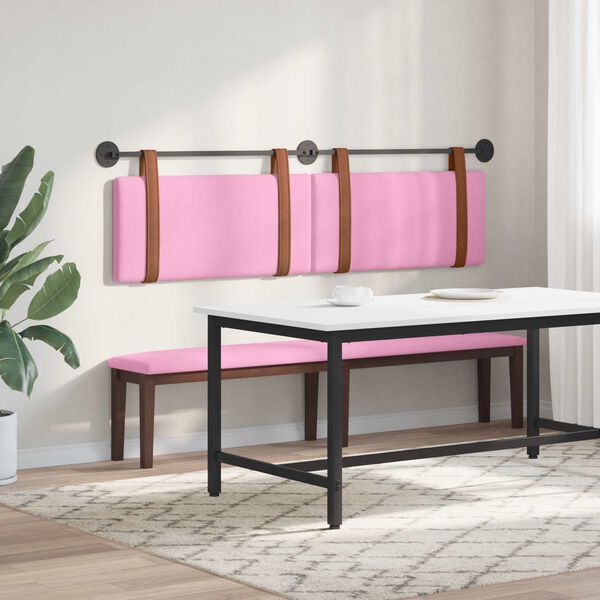 vidaXL Cabeceira Suspensa Liso Rosa 170 x 55 x 5 cm PU Antigo