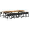 vidaXL 13 pcs conjunto de jantar p/jardim com almofad&otilde;es vime PE preto