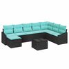 vidaXL Conjunto de Sof&aacute;s com almofada 9 pcs Preto vime PE