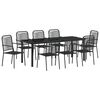 vidaXL Conjunto de Jantar para Jardim 9 pcs Preto A&ccedil;o revestido a p&oacute;