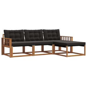 vidaXL Conjunto de Sof&aacute;s para Exterior 4 pcs Natural e Preto