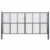 vidaXL Port&atilde;o de jardim em tela de a&ccedil;o galvanizado 400x200 cm cinza