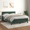 vidaXL Cama com molas/colch&atilde;o 140x190 cm veludo verde-escuro
