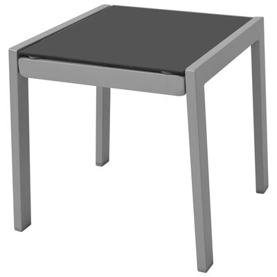 vidaXL Espreguiçadeiras com mesa alumínio preto