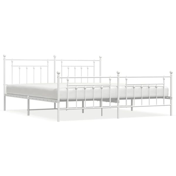 vidaXL Estrutura de cama com cabeceira e pés 200x200 cm metal branco