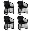 vidaXL 5 pcs conjunto de jantar p/ jardim c/ almofad&otilde;es vime PVC preto