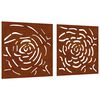 vidaXL Decora&ccedil;&otilde;es p/ muro jardim 2 pcs 55x55cm a&ccedil;o corten design rosas