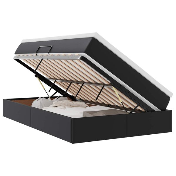 vidaXL Cama com arruma&ccedil;&atilde;o e colch&atilde;o Preto 120 x 200 cm Couro Sint&eacute;tico