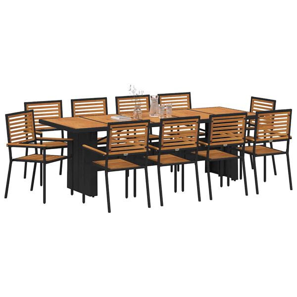 vidaXL Conjunto de Jantar para Jardim 11 pcs Preto e Marrom vime PE