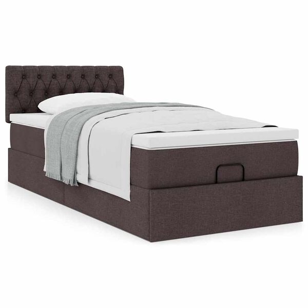 vidaXL Estrutura cama otomana colch&atilde;o 80x200 cm tecido castanho escuro