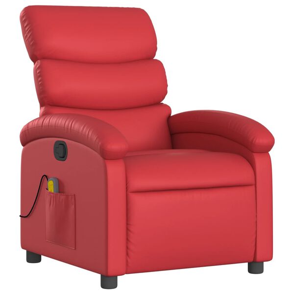vidaXL Poltrona de massagens reclin&aacute;vel couro artificial vermelho