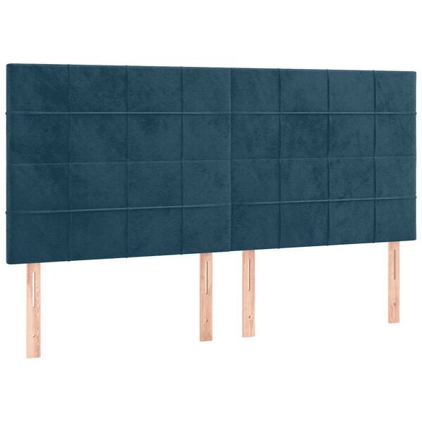 vidaXL Cabeceira Azul Escuro 200x5x118/128 cm Veludo