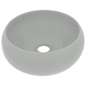 vidaXL Lavat&oacute;rio luxuoso redondo 40x15 cm cer&acirc;mica cinzento-claro mate