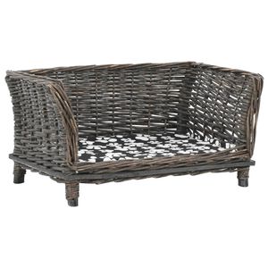 vidaXL Cesto p/ c&atilde;es almofad&atilde;o cinzento 50x33x30cm salgueiro genu&iacute;no