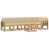 vidaXL Conjunto de Sof&aacute;s para Exterior 7 pcs Branco e Bege Poli&eacute;ster