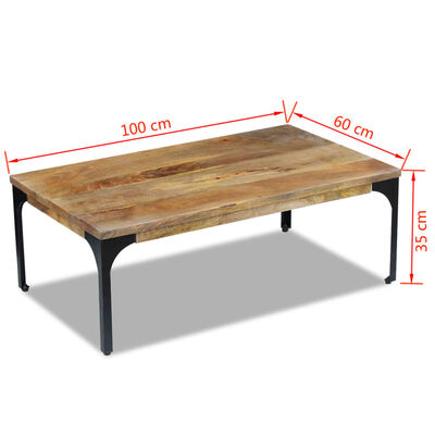 vidaXL Mesa de centro madeira de mangueira 100x60x35 cm