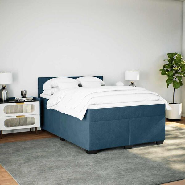 vidaXL Cama com molas/colch&atilde;o 140x200 cm veludo azul