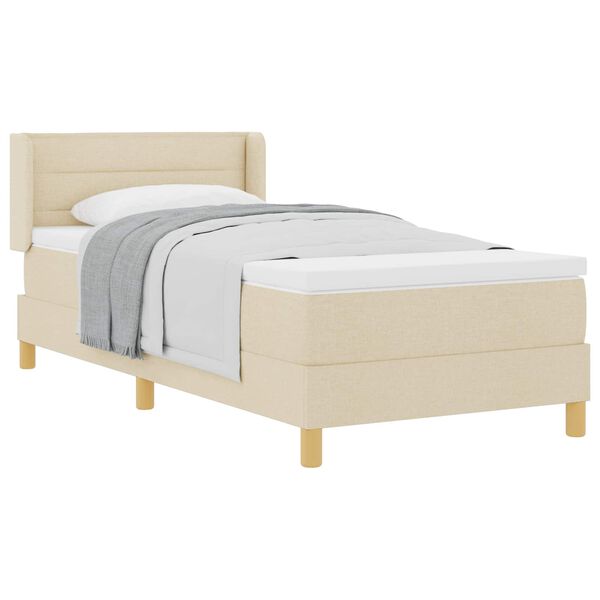 vidaXL Cama Box com colch&atilde;o com cabeceira Creme 200 x 100 cm Poli&eacute;ster