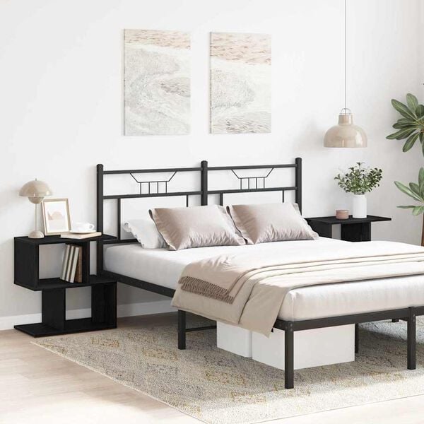 vidaXL Arm&aacute;rio de Cabeceira 2 pcs Carvalho Preto 50 x 30 x 51,5 cm