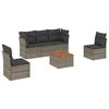 vidaXL 6 pcs conjunto sof&aacute;s de jardim com almofad&otilde;es vime cinzento