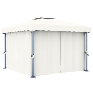 vidaXL Gazebo com cortina 3x3 m alum&iacute;nio branco nata