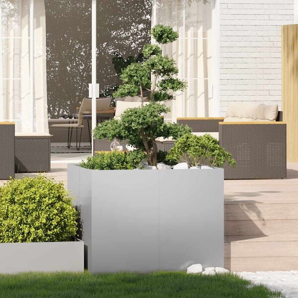 vidaXL Planter 100x100x80 cm a&ccedil;o galvanizado