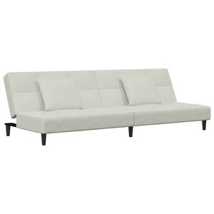 vidaXL Sof&aacute;-cama 2 lugares com duas almofadas veludo cor creme