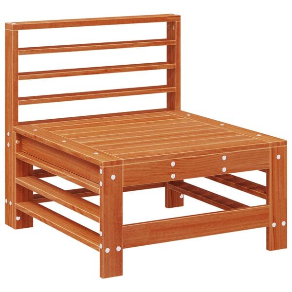 vidaXL Sof&aacute; do Meio do Jardim Madeira de pinho maci&ccedil;o Castanho Cera