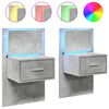 vidaXL Mesas de cabeceira de parede c/ luzes LED 2pcs cinzento cimento