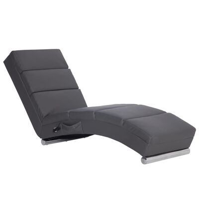 vidaXL Chaise longue de massagens couro artificial cinzento