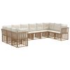 vidaXL Conjunto de Sof&aacute;s para Exterior Natural e Branco Creme