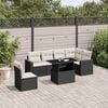 vidaXL 7 pcs conjunto de sof&aacute;s p/ jardim c/ almofad&otilde;es vime PE preto