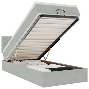 vidaXL Estrutura cama otomana colch&atilde;o 80x200 cm veludo cinzento claro