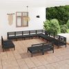 vidaXL 13 pcs conjunto lounge de jardim pinho maci&ccedil;o preto