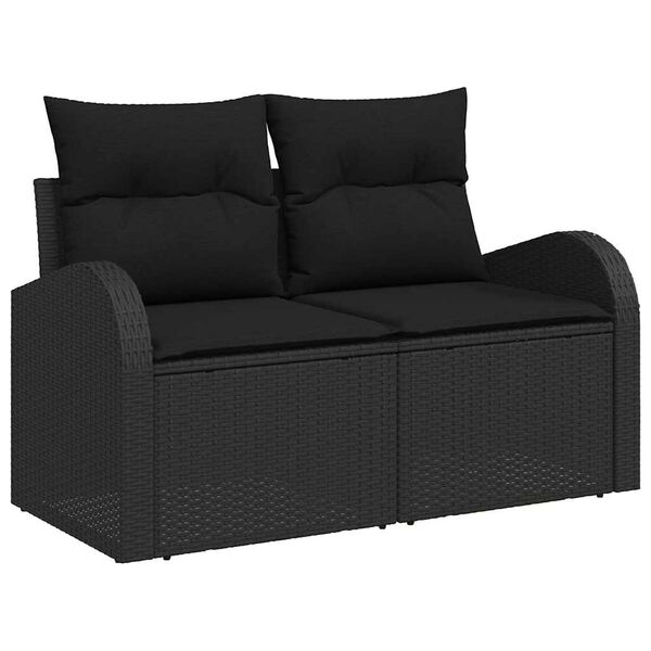 vidaXL Conjunto de Sof&aacute; de Jardim 8 pcs Preto Rattan Sint&eacute;tico