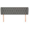 vidaXL Cabeceira de cama c/ abas tecido 163x23x78/88cm cinzento-escuro