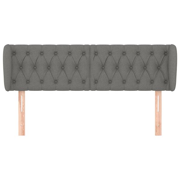 vidaXL Cabeceira de cama c/ abas tecido 163x23x78/88cm cinzento-escuro