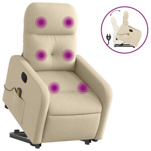 vidaXL Poltrona elevat&oacute;ria de massagens tecido cor creme